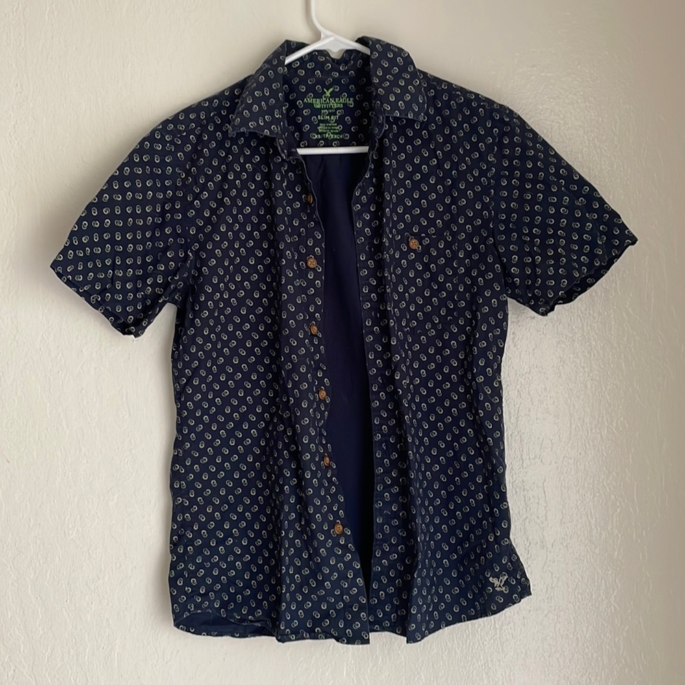 Patterned Short Sleeve Button Up